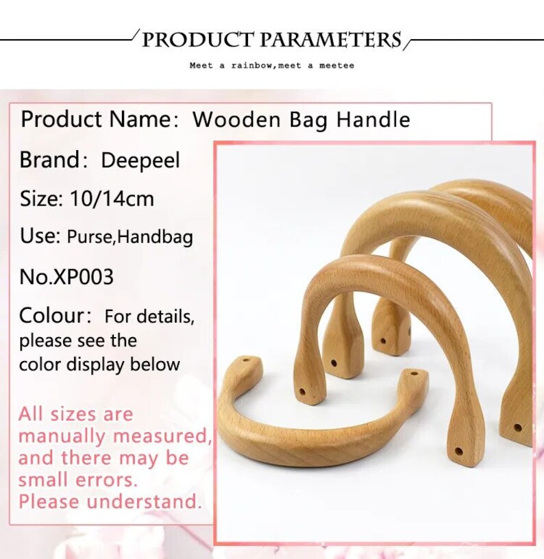 Wooden Bag Handle, 2/4 pcs, Unfinished Frame Wood Smooth Cutout, for Making Purse Handbag, Woodworking, Replacement, 10/14cm/3.94/5.51 image 4
