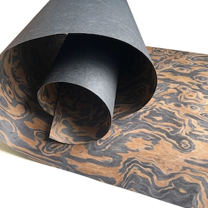 Foglio di impiallacciatura in legno di noce con supporto in carta kraft, motivo astratto, fai da te, mobili, armadietti, forniture per lavorazione del legno, 55 x 245 cm/21,65 x 98,42"