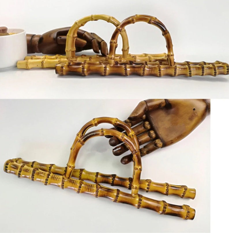 Asa de bolso de bambú natural, 1/5 pares, percha de ropa de ratán hecha a mano con corte liso, para manualidades, pieza de repuesto, suministros de asa imagen 3