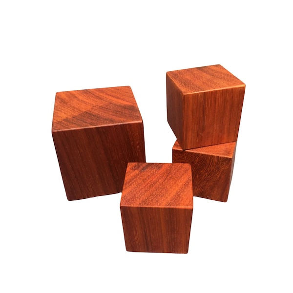 African Rosewood Block, Unfinished Wood, Polished Waxed Cube, Laser Cutout, for DIY Craft Project, Woodworking, Home, Wedding Decoration