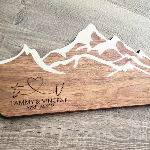 Wedding Gift for Couple Unique, Personalized Wedding Gift For Son, Wedding Gift For Daughter, Custom Mountain Wedding Charcuterie Board