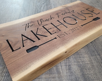 Personalized Lake House Signs, Custom Cottage Sign, Welcome to The Lake House Name Sign, Engraved Lake Home Gift,Housewarming River Gift
