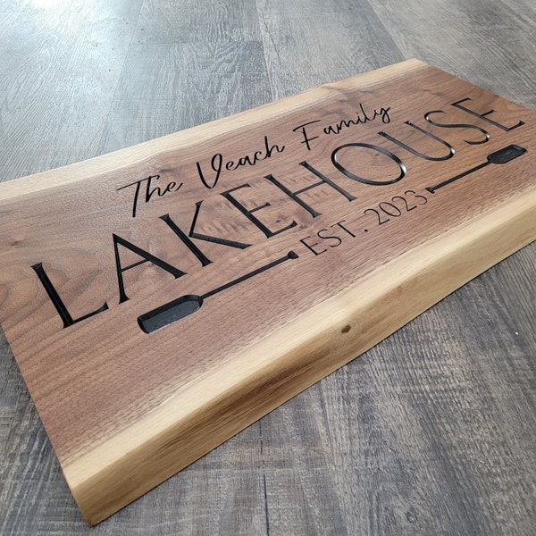 Personalized Lake House Signs, Custom Cottage Sign, Welcome to The Lake House Name Sign, Engraved Lake Home Gift,Housewarming River Gift