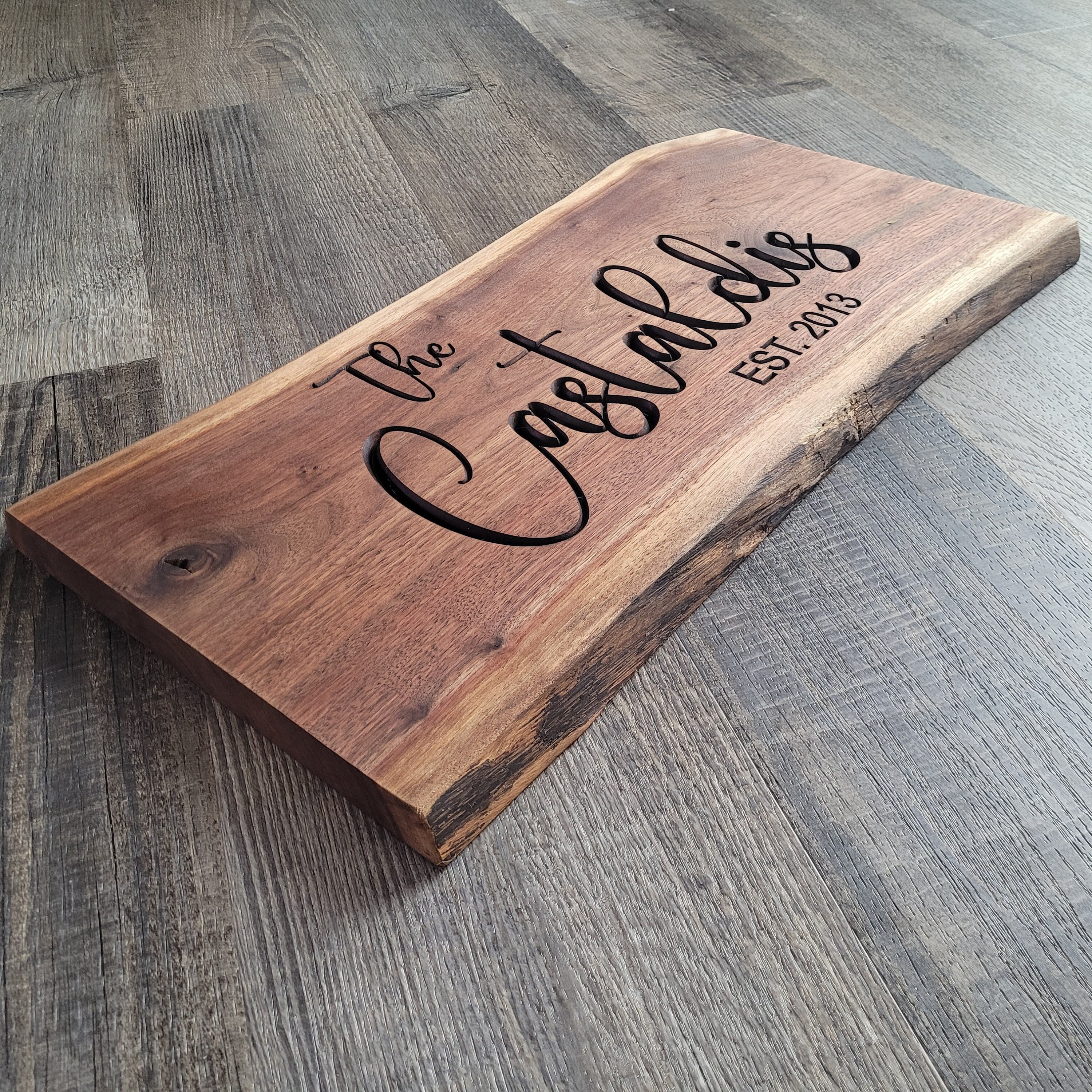 Walnut Signs Personalized Live Edge Walnut Sign, Rustic Wedding Decor - Etsy