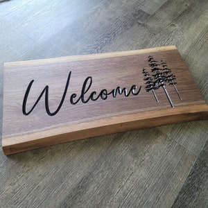 Welcome Wedding Sign, Custom Wedding Bar Sign, Welcome to Our Wedding Personalized Sign, Live Edge Walnut Wood Wedding Name Sign, Stag Doe