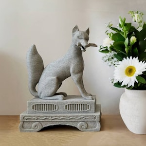 Kitsune Statue inspired by Fushimi Inari Statue / 3D printed PLA / Kitsune Japanese Figurine / Fox Home & Garden decor