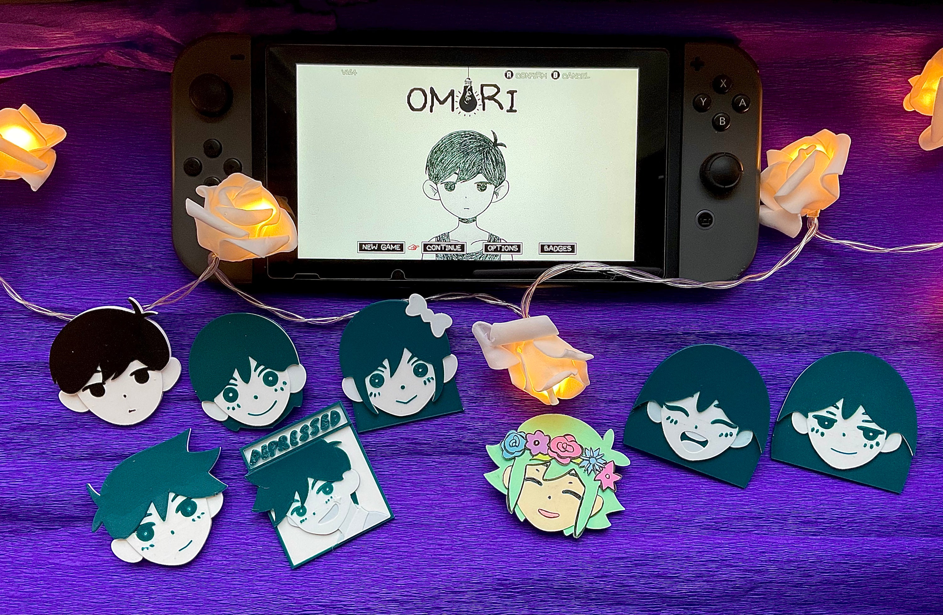 Omori RPG Game Sunny and Basil Perler Keychain or Magnet or Pin or Sprite