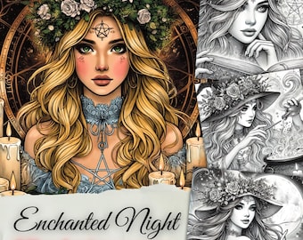 Enchanted Night – Printable Coloring Book | 27 Magical Pages | Digital Download