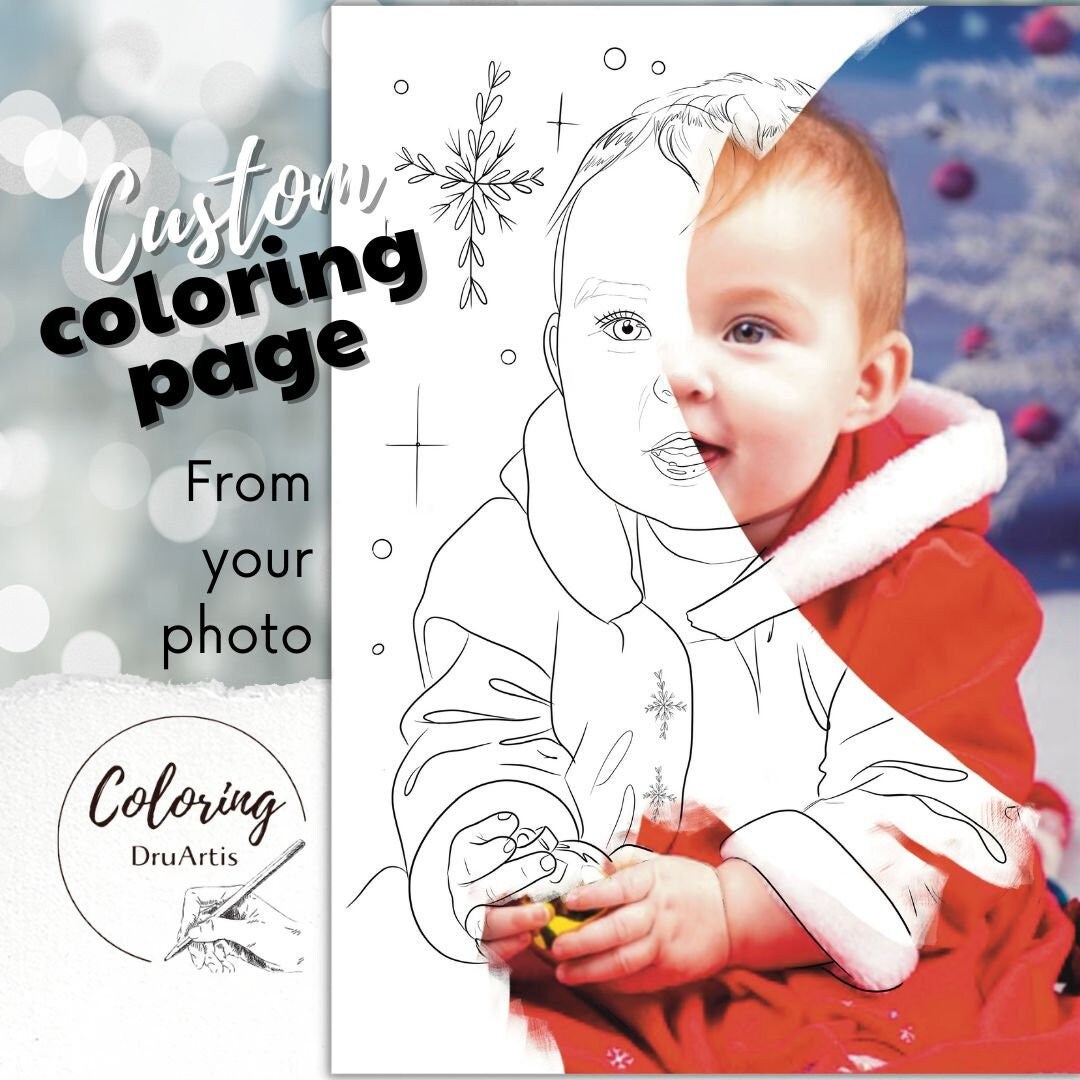Custom Coloring Page From Your Photo, for Self-printing, Digital ...