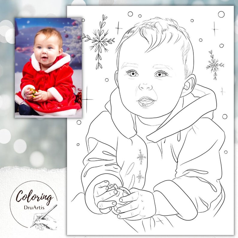 Custom Coloring Page From Your Photo, for Selfprinting, Digital