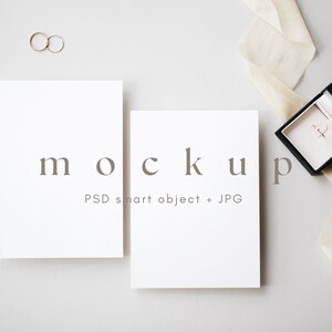 5 x 7 dubbele kaart Mockup Suite bruiloft uitnodiging, twee kaarten mockups, meerdere kaart Mock up, PSD Smart Object + JPG, INSTANT Download