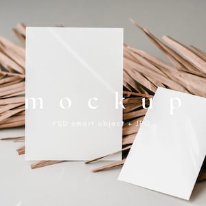 Invitación Suite Mockup Boho Wedding Mock up Maqueta de tarjeta neutra 5x7 y 4x6 Maqueta de tarjeta blanca simple Maquetas estacionarias de boda