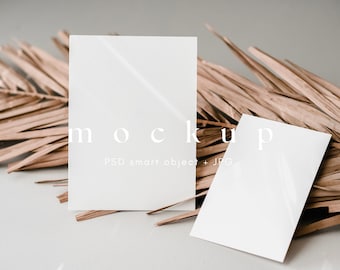 Invitación Suite Mockup Boho Wedding Mock up Maqueta de tarjeta neutra 5x7 y 4x6 Maqueta de tarjeta blanca simple Maquetas estacionarias de boda