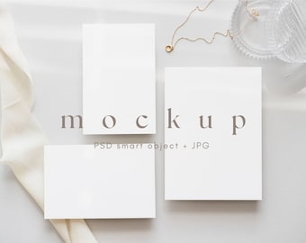 Wedding Suite Mockup, 5x7 and 4x6 Blank Card Mockups, Simple Styled Wedding Stationery Mock up, Invitation Mock ups, PSD Smart Object