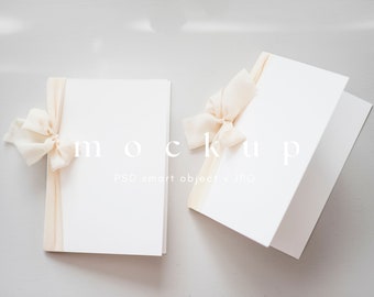 5x7 Folded card mockup, Folded wedding program mockup, Booklet mockup, Minimalist card mockup, Invite mockup, Wedding mock up stationary