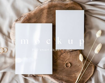 5x7 and 4x5.5 Invitations Mockup, Boho Invitation Mockup Suite, Simple Wedding Stationery Mockup, PSD smart object + JPG