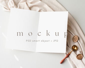 Folded card mockup 5x7, Folded wedding program mockup, Booklet mockup, Boho card mockup, Invite mockup, Wedding mock up stationary