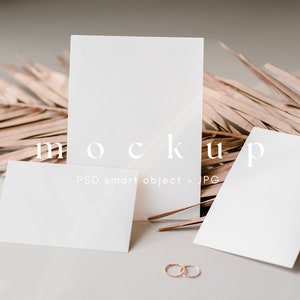 Einladungs-Reihe Mockup Boho, Hochzeit Mock-up Neutral, Karten-Mockup 5x7 und 10x6, einfaches weißes Karten-Mockup, Hochzeit stationäre Mock-ups