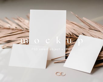 Invitation Suite Mockup Boho, Wedding Mock up Neutral, Maqueta de tarjeta 5x7 y 4x6, Maqueta de tarjeta blanca simple, Maquetas estacionarias de boda
