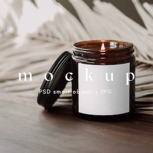 Jar Candle Label Mockup 3x3, Boho Candle Square Label Mocks, Amber Jar Candle Mockup, Candle Mockup, Label Mockup, Mockup Candle
