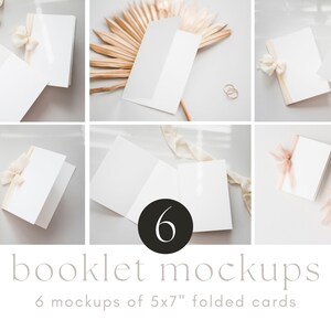 Gevouwen kaart mockup bundel, 5 x 7 gevouwen bruiloft programma mockup set, boekje mockup bundel, minimalistische kaart mockup, uitnodigen mockup