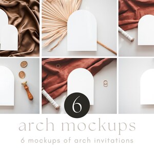 6 Arch Invitation Mockups Minimalist Floral Arch Card Mock Up Bundle 5x7 inch