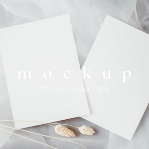 5 x 7 kaart Mockup Suite bruiloft uitnodiging, twee kaarten mockups, dubbele kaart Mock up, PSD Smart Object + JPG, INSTANT Download