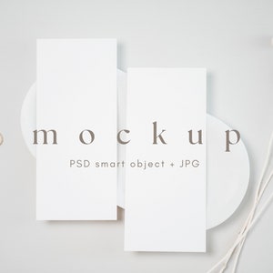 Conjunto de maquetas de tarjetas de menú doble 4x9, menú de boda minimalista, maqueta de menú de cena de boda moderna, maqueta de menú de boda