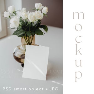 Maquette de carte d'invitation 5 x 7, Faire-part de mariage, Maquette de carte de voeux, Boho Invite Mock up, Objet intelligent PSD + JPG, Téléchargement instantané