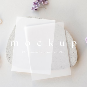 5x7 Vellum Invitation Mockup Suite, Blank Cards Mockup with Vellum Overlay