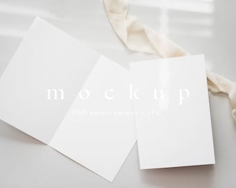 5x7 Folded card mockup, Folded wedding program mockup, Booklet mockup, Minimalist card mockup, Invite mockup, Wedding mock up stationary