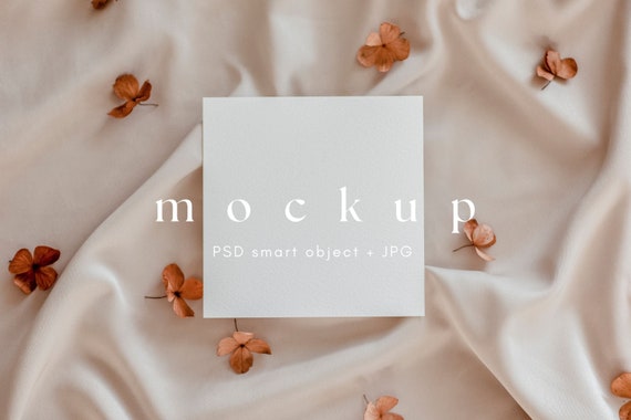 Square Card Mockup 5x5 Minimalist Invitation Card Mock up, Simple Wedding and Greeting Card Mock up