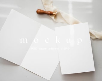 5x7 Folded card mockup, Folded wedding program mockup, Booklet mockup, Minimalist card mockup, Invite mockup, Wedding mock up stationary