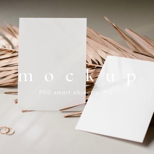 5x7 dubbele uitnodiging mockup suite, twee trouwkaarten mockups, dubbele wenskaart mock up, PSD Smart Object + JPG, INSTANT Download