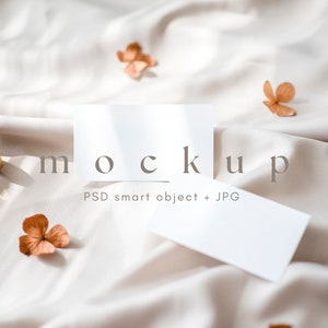 2x3.5 Double Place Card Mockup, Minimalistisch Boho Twee visitekaartjes Mock up, PSD slim object