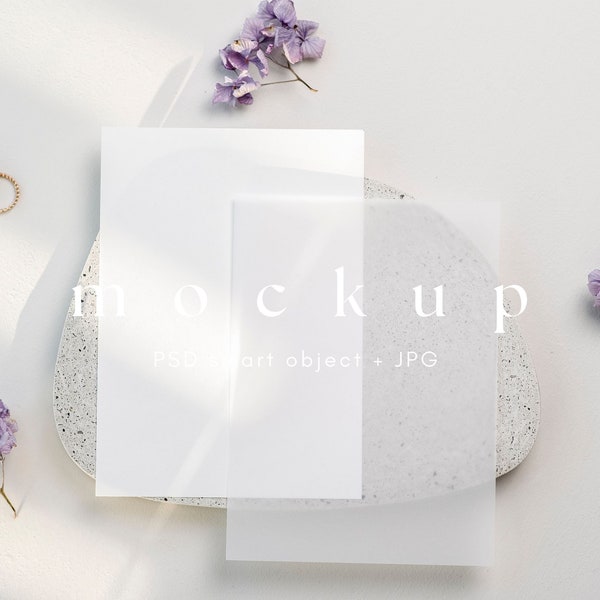 Vellum Invitation Mockup Suite, 5x7" Blank Cards Mockup