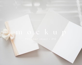 5x7 Folded card mockup, Folded wedding program mockup, Booklet mockup, Minimalist card mockup, Invite mockup, Wedding mock up stationary