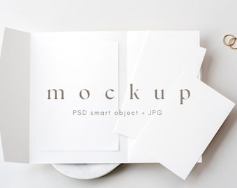Pocketfold Invitation Mockup Suite, Minimalist White Mockup