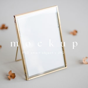 5x7 Gold Frame Mockup, Blank Minimalist Golden Mock up, Wedding Reception Table Sign Mockup