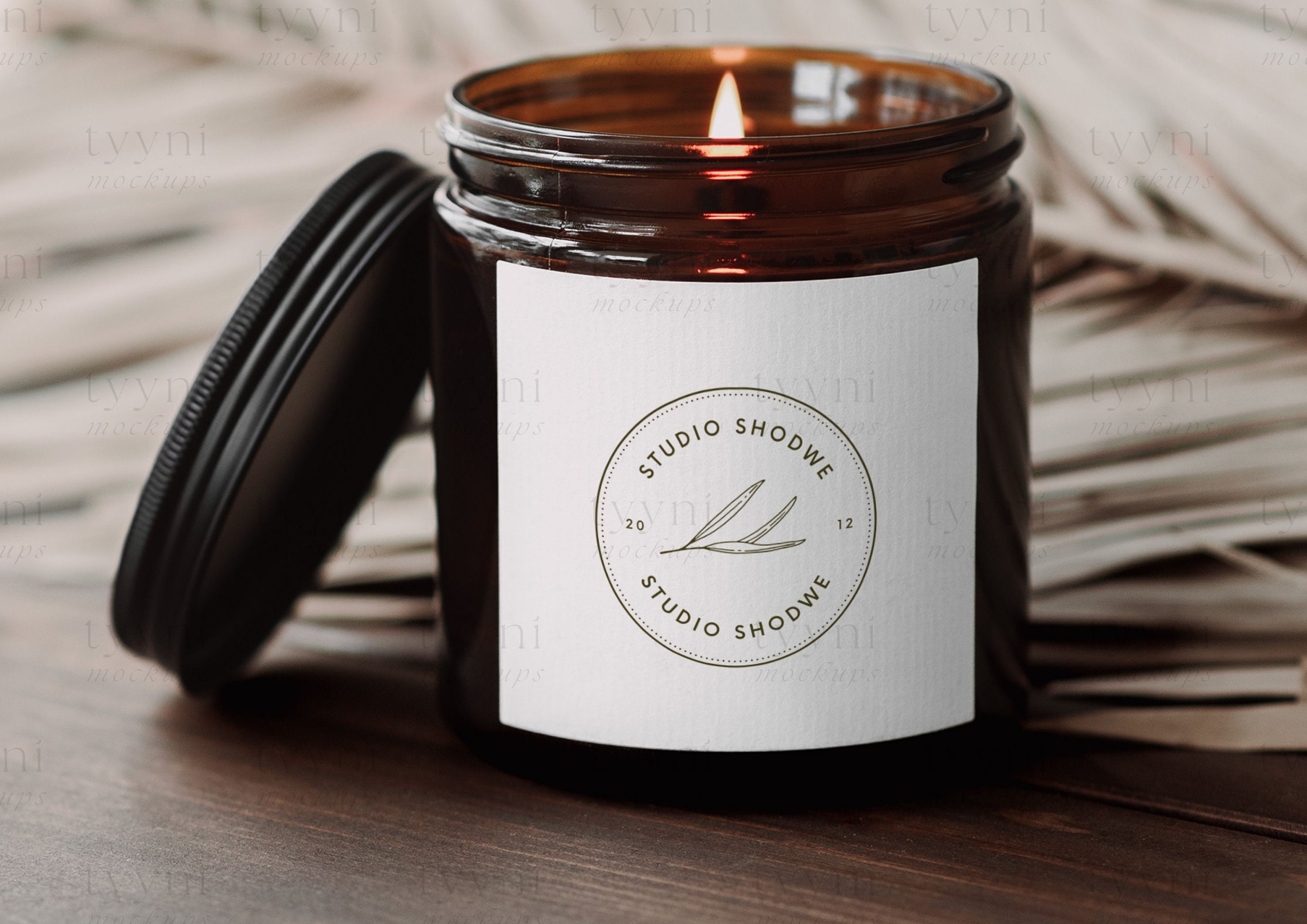 Jar Candle Label Mockup 3x3 Boho Candle Square Label Mocks Etsy