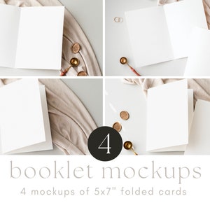 Gevouwen kaart mockup bundel, gevouwen 5 x 7 bruiloft programma mockup set, boekje mockup bundel, minimalistische kaart mockup, uitnodigen mockup