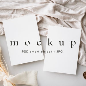5 x 7 kaart Mockup Suite bruiloft uitnodiging, twee kaarten mockups, dubbele kaart Mock up, PSD Smart Object + JPG, INSTANT Download