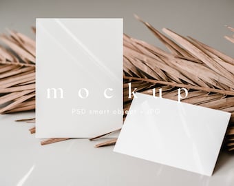 Invitation Suite Mockup Boho 5x7 + 4x6 Wedding Mock up Maqueta de tarjeta neutra, Maqueta de tarjeta blanca simple Maquetas estacionarias de boda