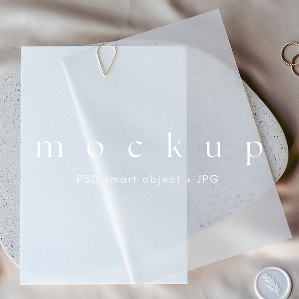 Vellum Mockup Suite, 5x7 Blank Invitation Cards Mockup, Vellum Invitation Mock up, INSTANT DOWNLOAD