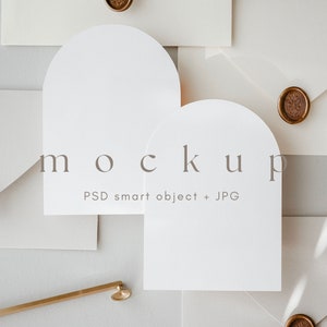 5x7 Double Arch Card Einladung Mockup, Boho Hochzeitskarte Mockups, Grußkarte Mock Up, Geburtstagskarte Mock Ups, PSD Smart Object + JPG