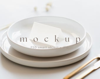 2x3.5 Place card mockup, Tent fold card mockup, Blank white card mockup, Wedding stationery mockup, Minimal style folded card mockup