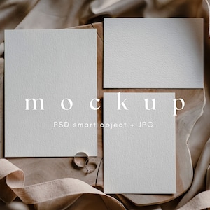 Minimalist Invitation Mockup Suite, 5x7" and 4x5.5" Blank Card Mockups, Simple Wedding Stationery Mockup