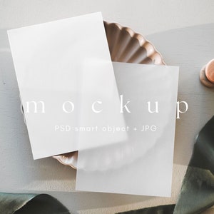 5x7 Vellum Invitation Mockup Suite, Makieta kartek ślubnych, Obiekt inteligentny PSD, Natychmiastowe pobieranie