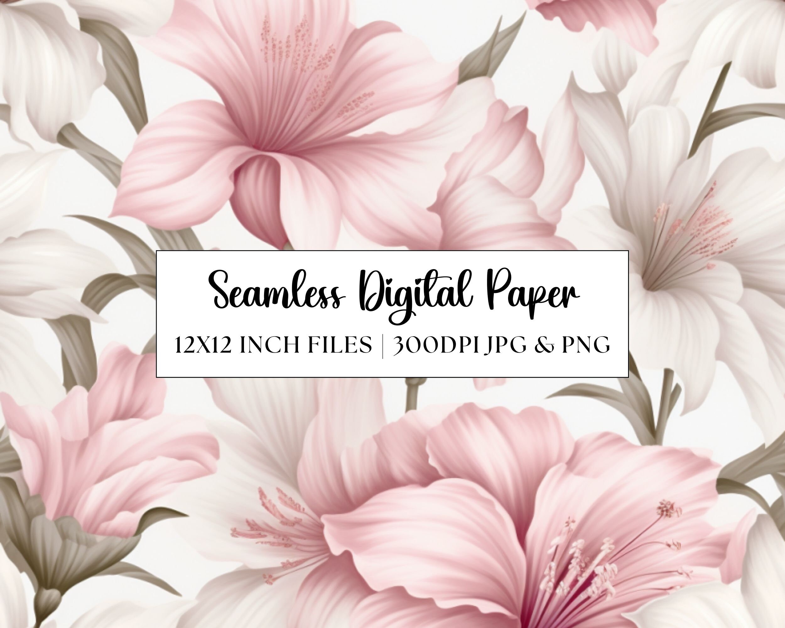 Pastel Pink Floral Digital Paper, Flower Seamless Pattern, Wedding ...