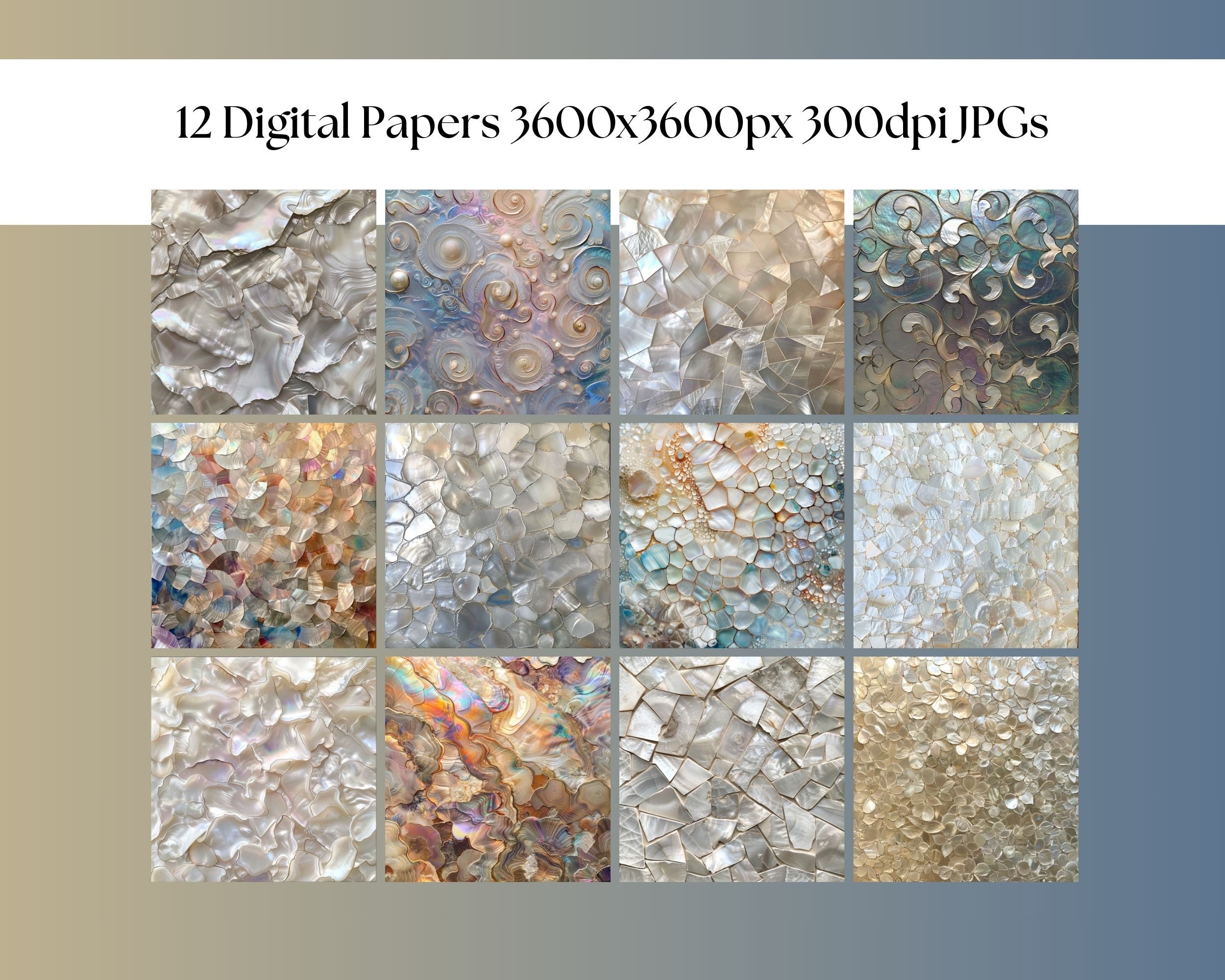 Mother of Pearl Digital Paper, 12x JPG Cracked Pearl Patterns Clipart ...